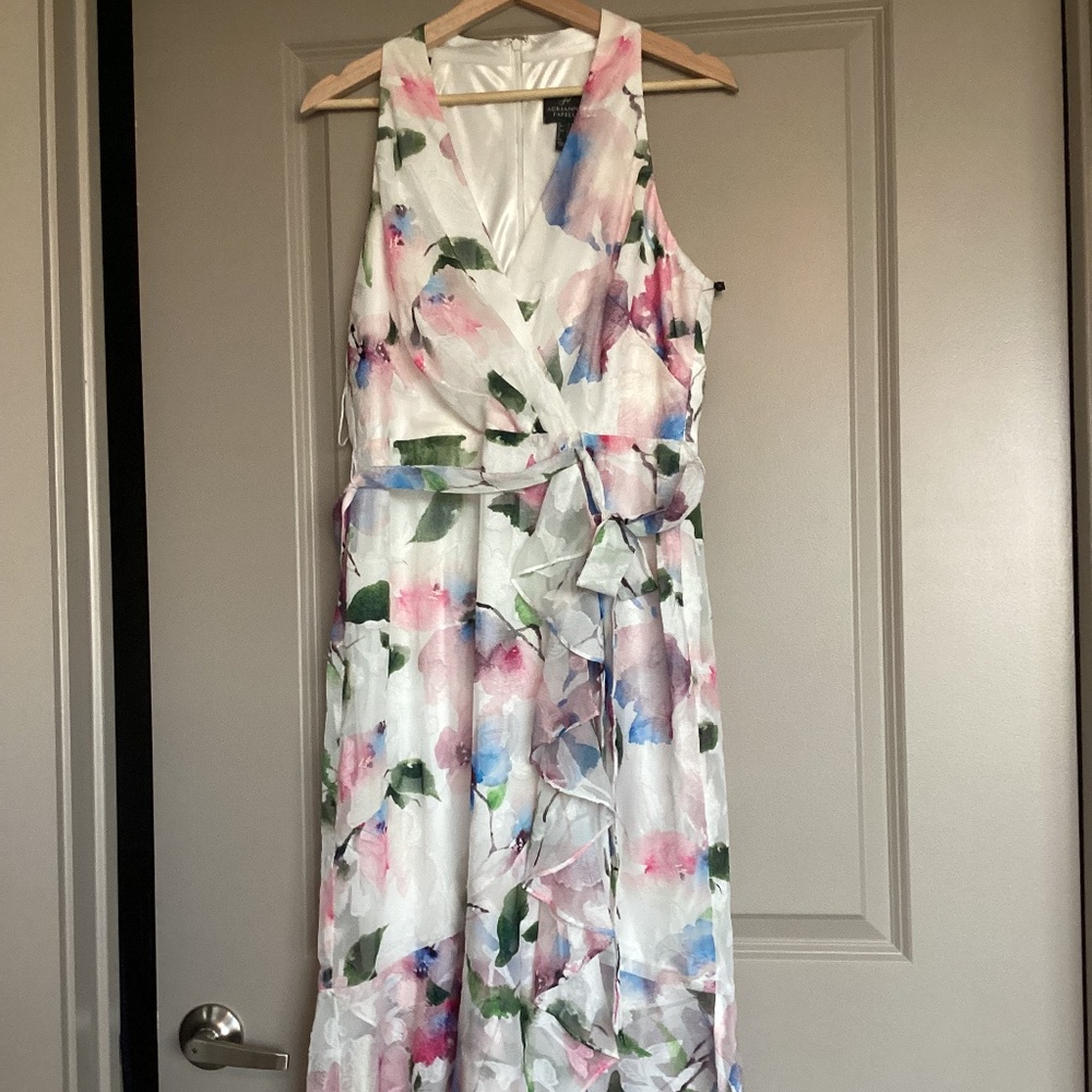 Adrianna Papell Floral Tie Belt High-Low Dress - Picture 6 of 16